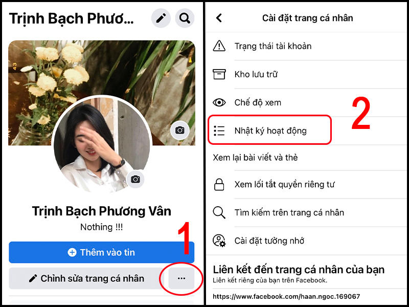 V&agrave;o trang c&aacute; nh&acirc;n của bạn chọn biểu tượng 3 chấm để xem nhật k&yacute; hoạt động